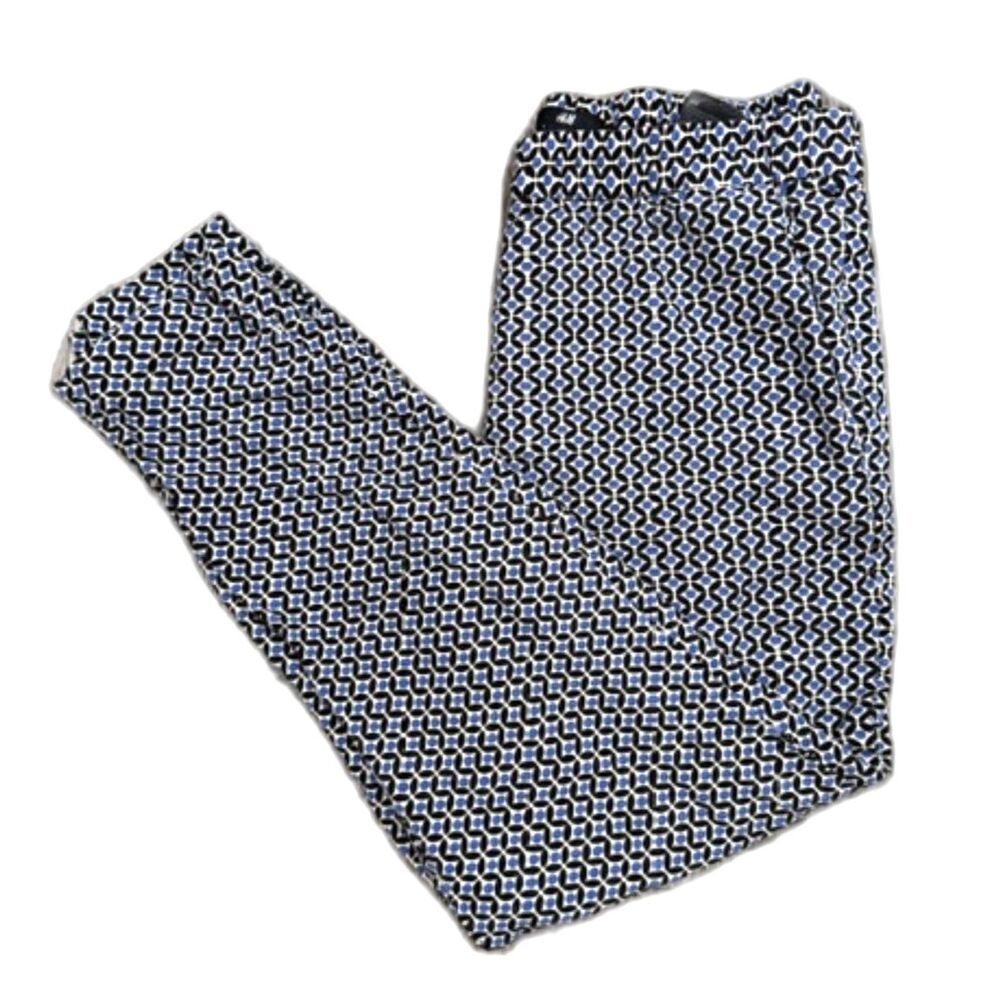 H&M Geometric Print Slim Fit Pants Size 6 Stretch Casual Work